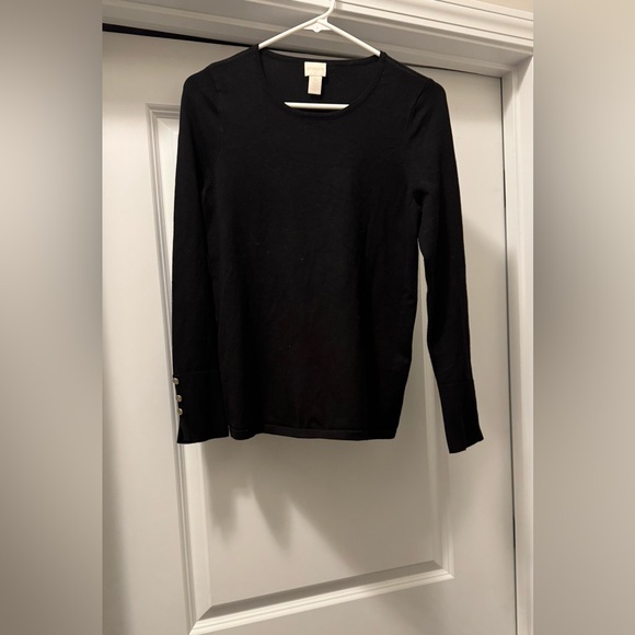 Chico's Classic Black Crew Neck Sweater - Picture 1 of 6